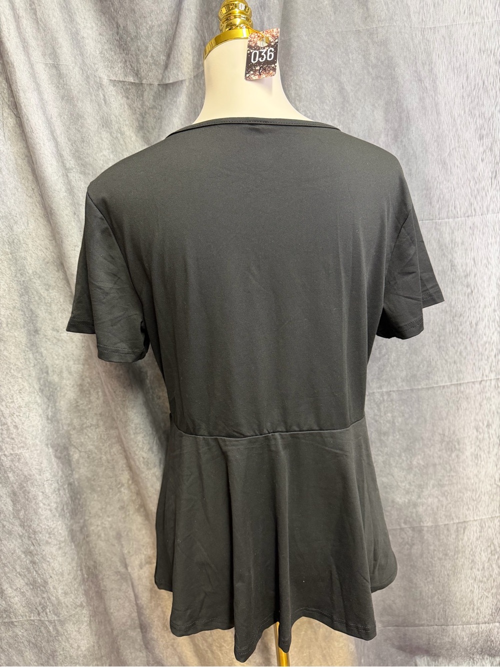 Black Crisscross Scoop-Neck Peplum Top - Women - Picture 4 of 4
